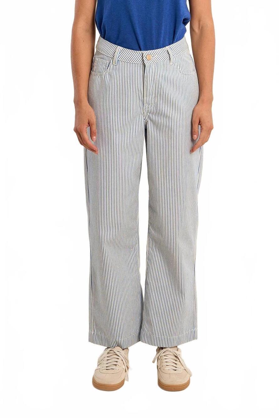 NEW MOLLY BRACKEN striped 5-pocket pants in light blue